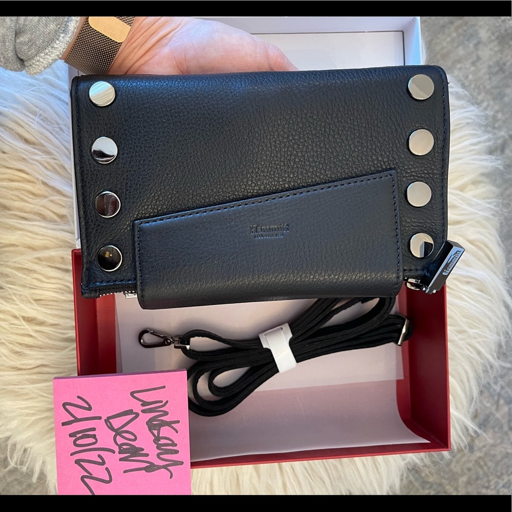 Hammitt LEVY: Black & Gunmetal Leather Convertible Crossbody Bag - NWT